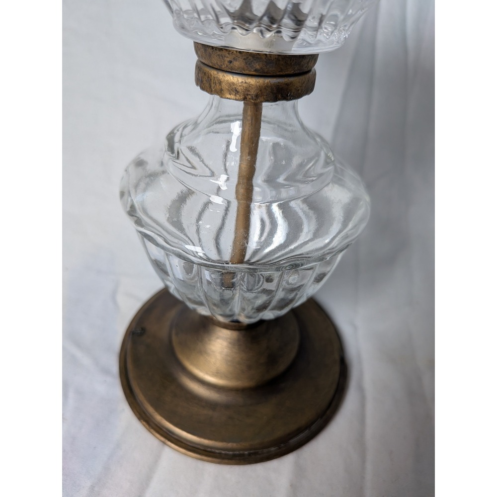 Vintage Scalloped Flower Glass Candle Holder Antique Bronze Metal Base 6.5 Inch - Picture 5 of 7